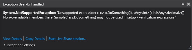 Exception when non-overridable used in setup